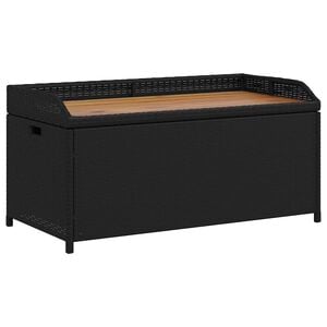 vidaXL Opbergbankje 100x50x52 cm poly rattan en acaciahout zwart