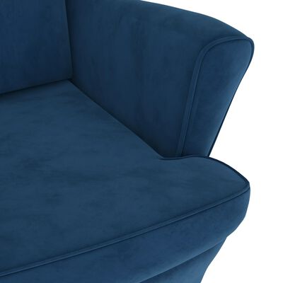 vidaXL Fauteuil met voetenbank fluweel blauw