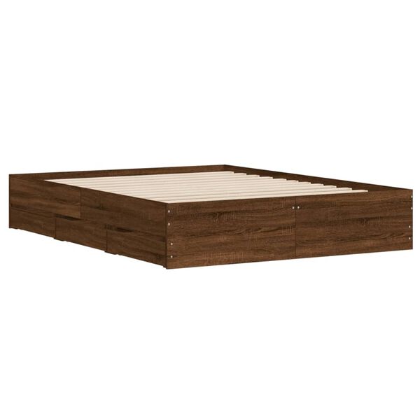 vidaXL Bedframe met lades bewerkt hout bruin eikenkleur 140x200 cm