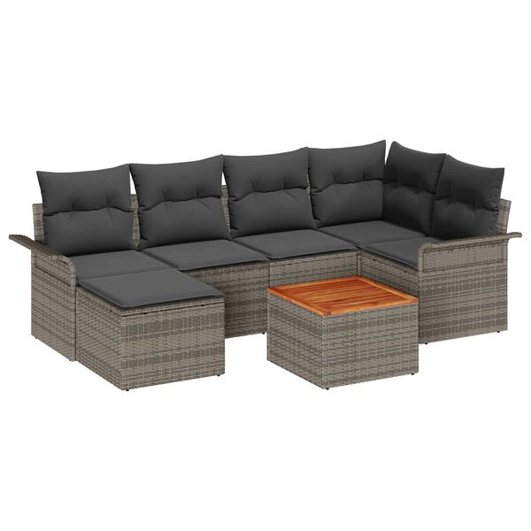 vidaXL Tuin Sofa Set met kussen met opslag 7 pcs Grijs