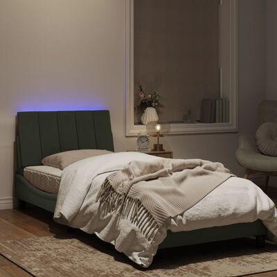 vidaXL Bedframe met LED-verlichting fluweel lichtgrijs 80x200 cm