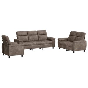 vidaXL Bankstel 3 pcs Lichtgrijs Nep Suede Leer