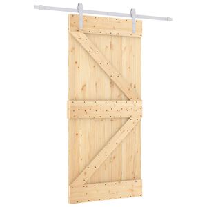 vidaXL Schuifdeur 90 x 210 cm Massief grenenhout Natuurlijk en Wit