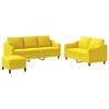 vidaXL 3-delige Loungeset met kussens stof lichtgeel