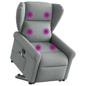 vidaXL Sta-op-massagestoel verstelbaar stof lichtgrijs