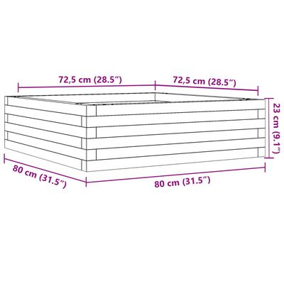 vidaXL Plantenbak 80x80x23 cm geïmpregneerd grenenhout