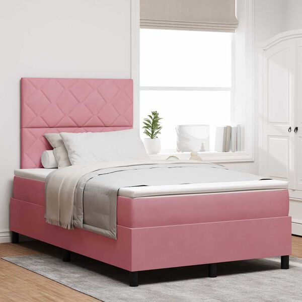 vidaXL Boxspringbed met matras met hoofdeinde Roze 120 x 200 cm Stof