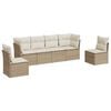 vidaXL 6-delige Loungeset met kussens poly rattan beige