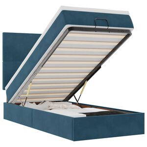 vidaXL Ottoman bed met matrassen en LED's 80x200cm fluweel donkerblauw