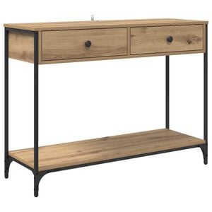 vidaXL Wandtafel Artisan Eiken 100 x 34,5 x 75 cm Bewerkt hout