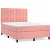 vidaXL Boxspring met matras fluweel roze 140x200 cm