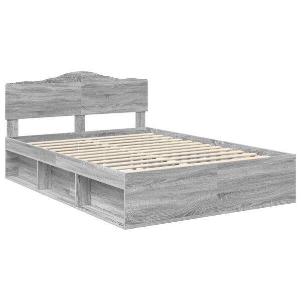 vidaXL Bedframe Grijs Sonoma 160 x 200 cm Massief grenenhout