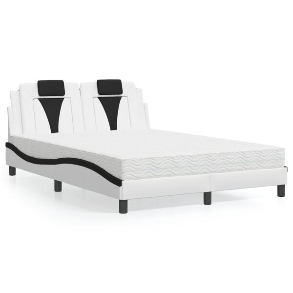 vidaXL Bed "Viana" met matras kunstleer wit en zwart 140x200 cm