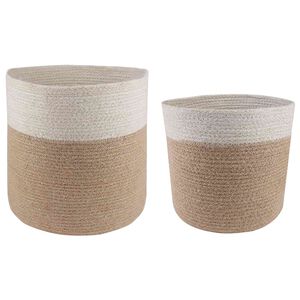 vidaXL Plantenpot Set 2 st Natuurlijk en Wit &Oslash; 28 x 28 cm