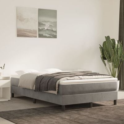 vidaXL Boxspring met matras fluweel lichtgrijs 120x200 cm