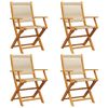 vidaXL Opklapbare stoelen, 4 stuks, beige, massief acaciahout