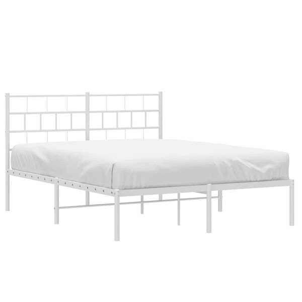 vidaXL Bedframe met hoofdbord metaal wit 120x190 cm