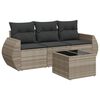 vidaXL 4-delige Loungeset met kussens poly rattan lichtgrijs