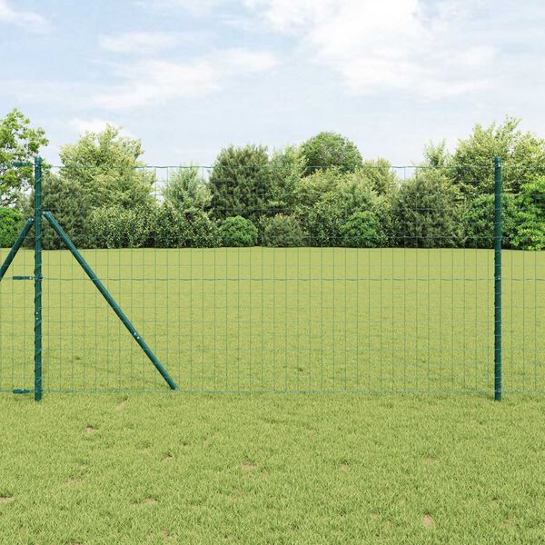vidaXL Hek met Paal Groen 1,4 x 10 m Staal en PVC