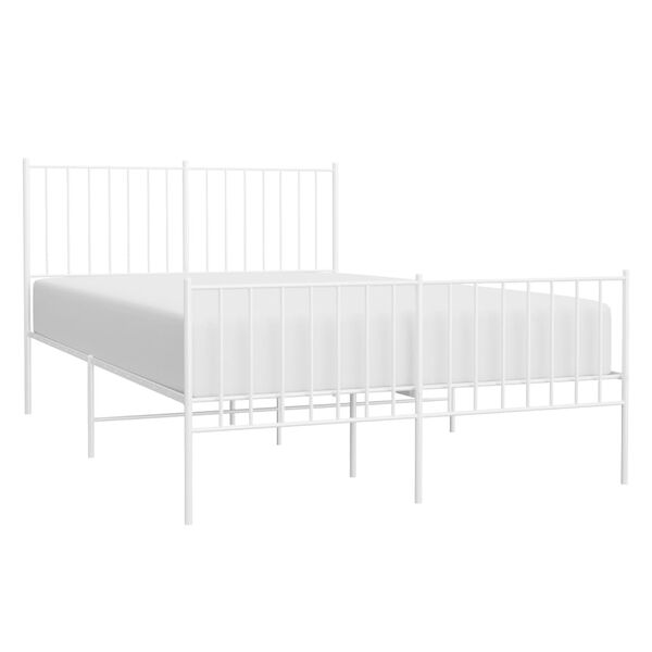 vidaXL Bedframe met hoofd- en voeteneinde metaal wit 120 x 190 cm