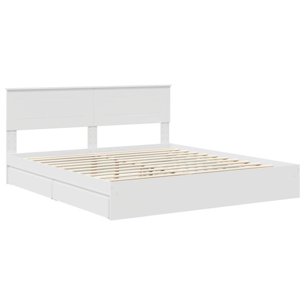 vidaXL Bedframe met lade met hoofdeinde Wit 200 x 200 cm Bewerkt hout