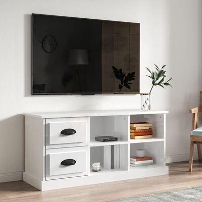 vidaXL Tv-meubel 102x35,5x47,5 cm bewerkt hout hoogglans wit