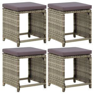 vidaXL Tuinkrukken 4 st met kussens poly rattan grijs