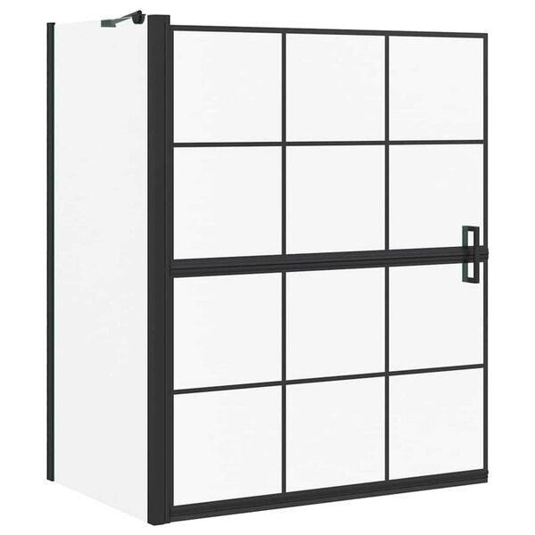 vidaXL Bad Douchescreen Zwart en transparant 116 x 68 x 128 cm