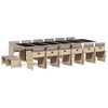 vidaXL 17-delige Tuinset met kussens poly rattan gemengd beige