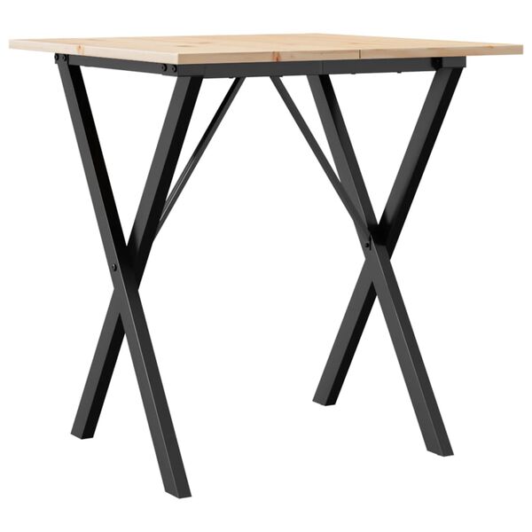 vidaXL Eettafel X-frame 70x70x75 cm massief grenenhout en staal