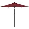 vidaXL Parasol met LED's en stalen paal 225x225x212 cm bordeauxrood