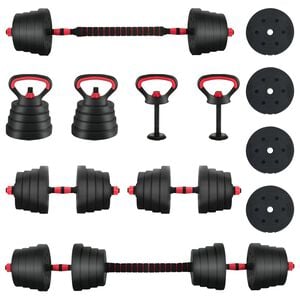 vidaXL 4-in-1 Halterset 40 kg Zwart en Rood Cement en ijzeren zand
