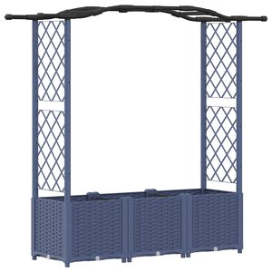 vidaXL Verhoogd Bed met Trellis en Dak Grijs 164 x 40 x 138 cm PP