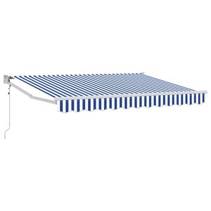 vidaXL Elektrisch Uittrekbaar Zonnescherm Blauw en Wit 2,5 x 2 m
