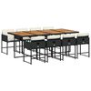 vidaXL 9-delige Tuinset poly rattan zwart