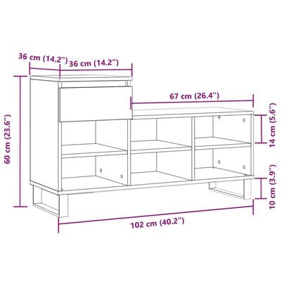 vidaXL Schoenenkast 102x36x60 cm bewerkt hout hoogglans wit