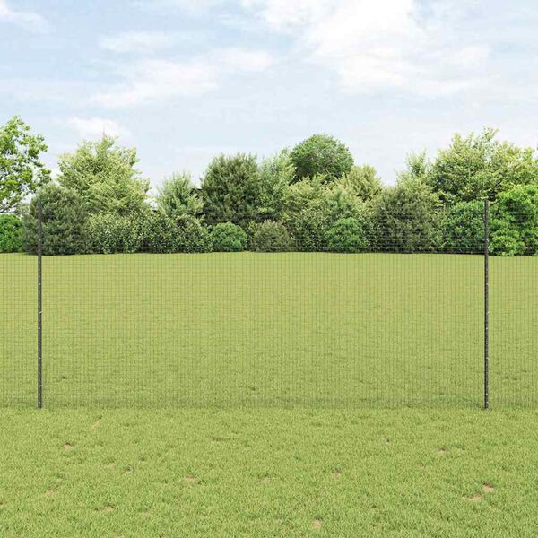 vidaXL Hek met Paal Grijs 1,4 x 25 m Staal en PVC