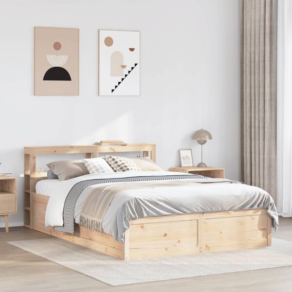 vidaXL Bedframe met hoofdbord massief grenenhout 120x190 cm