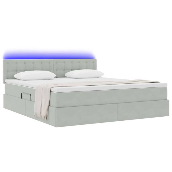 vidaXL Opbergbed met LED met matras Lichtgrijs 160 x 200 cm Fluweel