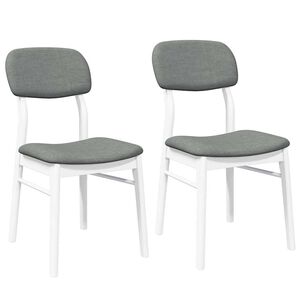 vidaXL Eetkamerstoelen met kussens 2 st massief hout rubber wit