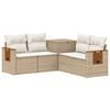 vidaXL Bankstel 5 st Beige en Cr&egrave;me Wit Poly Rattan en Staal