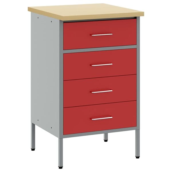 vidaXL Werkbank Rood en Grijs 50 x 55 x 85 cm Engineered hout en staal