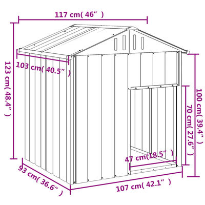 vidaXL Hondenhok met dak 117x103x123 cm gegalvaniseerd staal