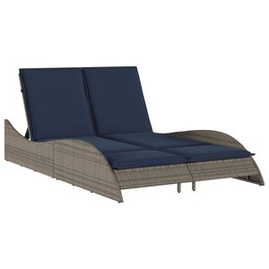 vidaXL Ligbed met kussens grijs 114x205x73 cm poly rattan