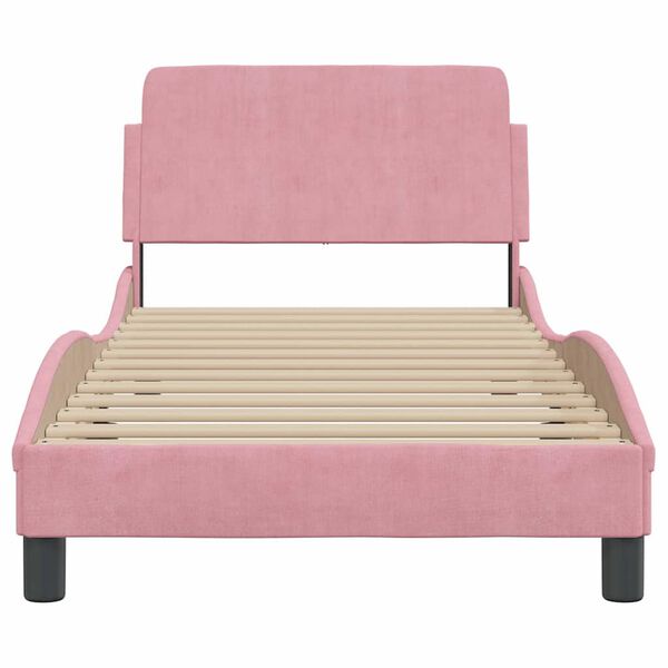 vidaXL Bedframe met hoofdeinde "Dover" 90x190 cm fluweel roze