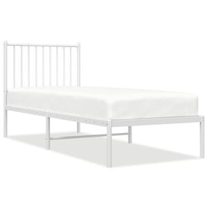 vidaXL Bedframe met hoofdbord zonder matras metaal wit 75x190 cm