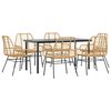vidaXL 7-delige Tuinset poly rattan glas bruin