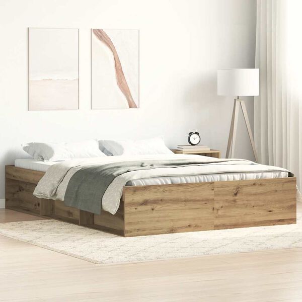 vidaXL Bedframe zonder matras spaanplaat artisanaal eikenkleurig