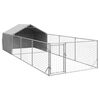 vidaXL Hondenkennel met ren 7x2x1,5 m gegalvaniseerd staal