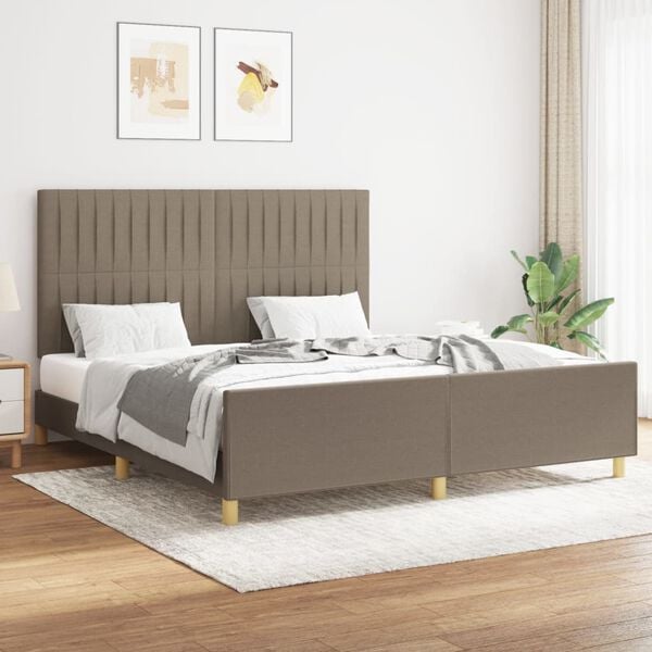 vidaXL Bedframe zonder matras stof taupe 160x200 cm